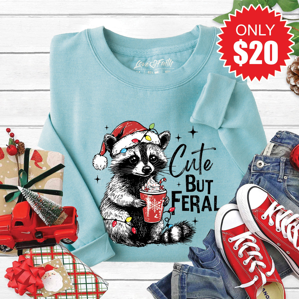 Cute But Feral Sweatshirt - Heather Lagoon - 20 product image 1