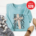 Jesus Cross Sweatshirt - Heather Lagoon - 20 product image 1