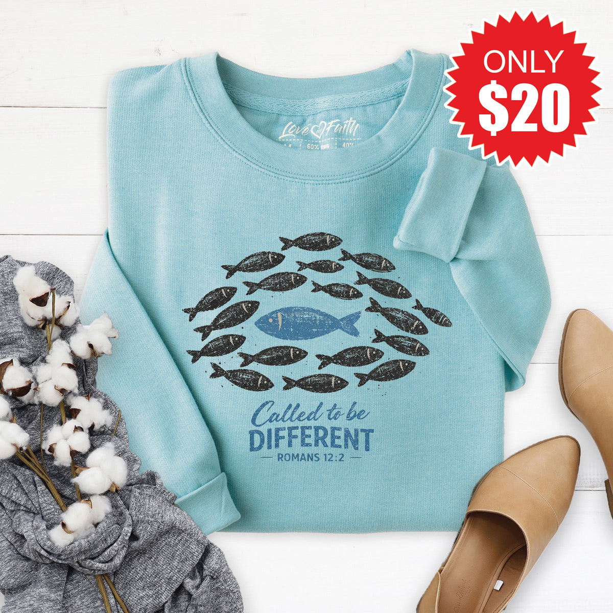 Called To Be Different Sweatshirt - Heather Lagoon - 20 product image 1
