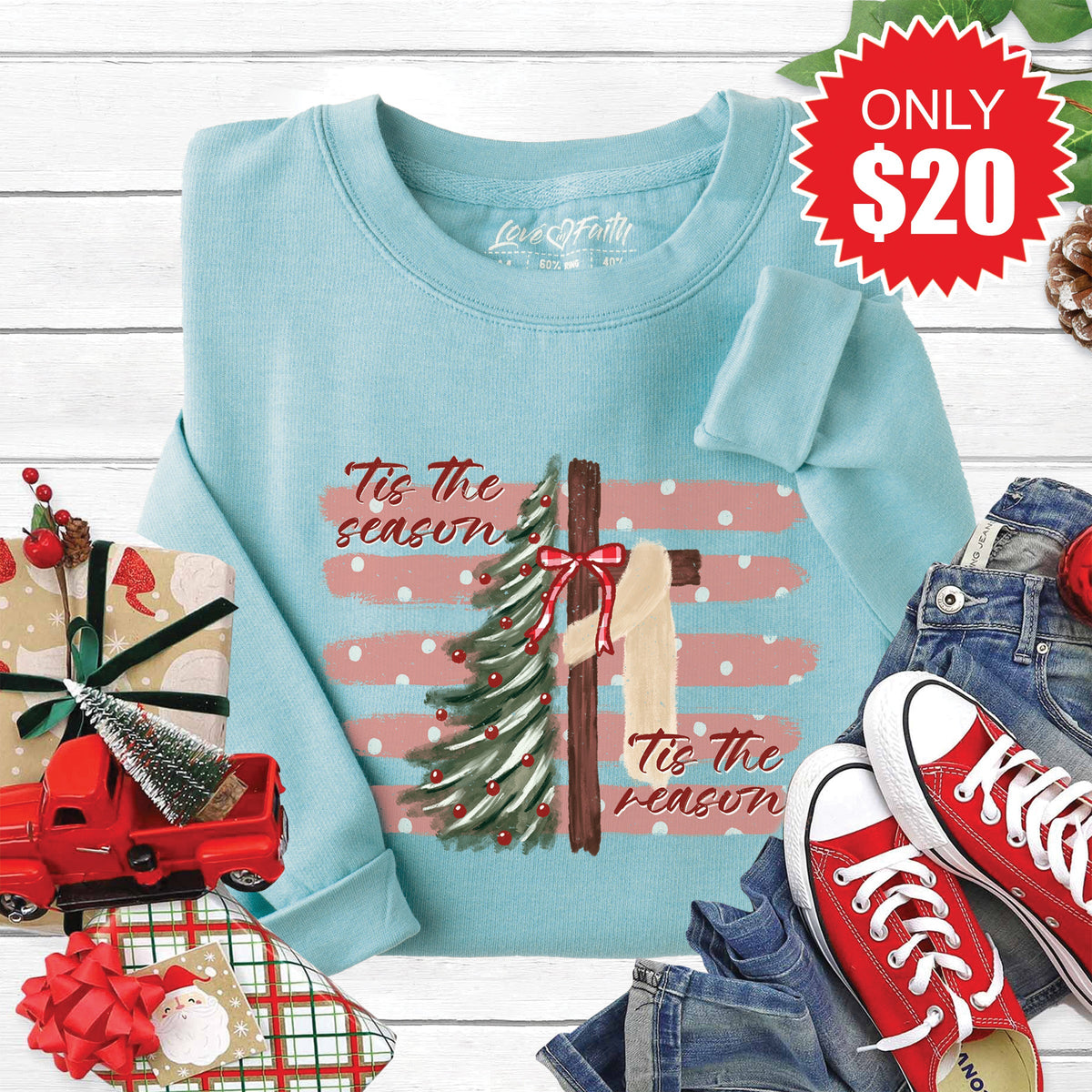 ‘Tis The Season & Reason Sweatshirt - Heather Lagoon - 20 product image 1