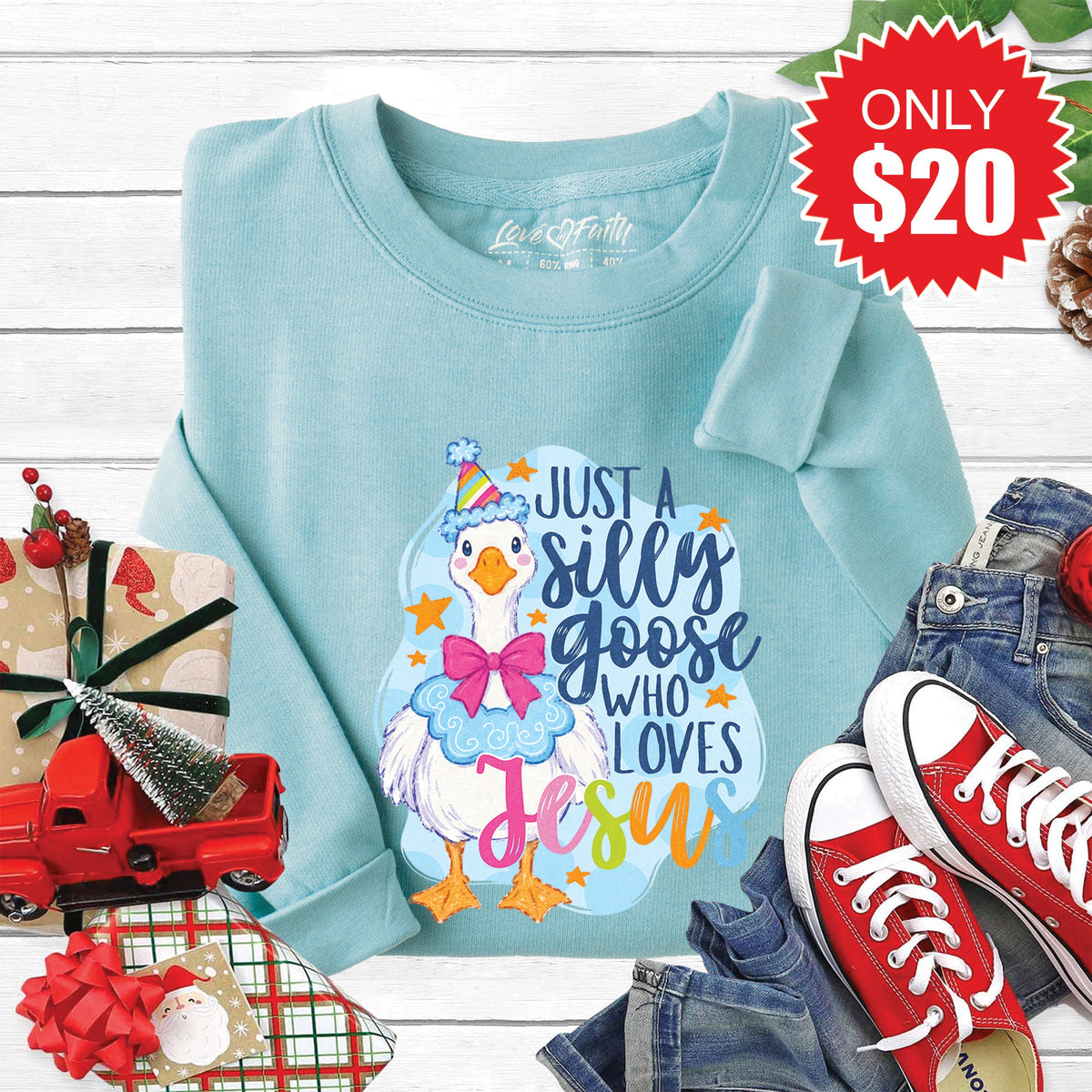 Silly Goose Sweatshirt - Heather Lagoon - 20 product image 1