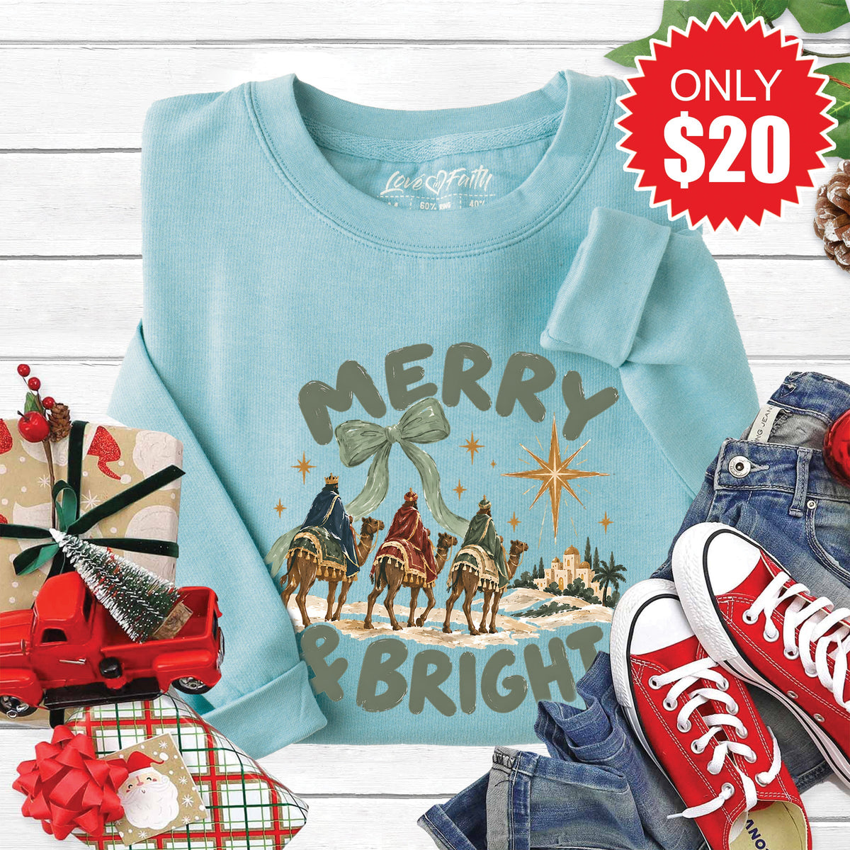 Merry and Bright Sweatshirt - Heather Lagoon - 20 product image 1