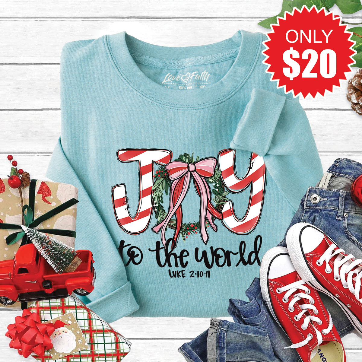 Joy To The World Sweatshirt - Heather Lagoon - 20 product image 1