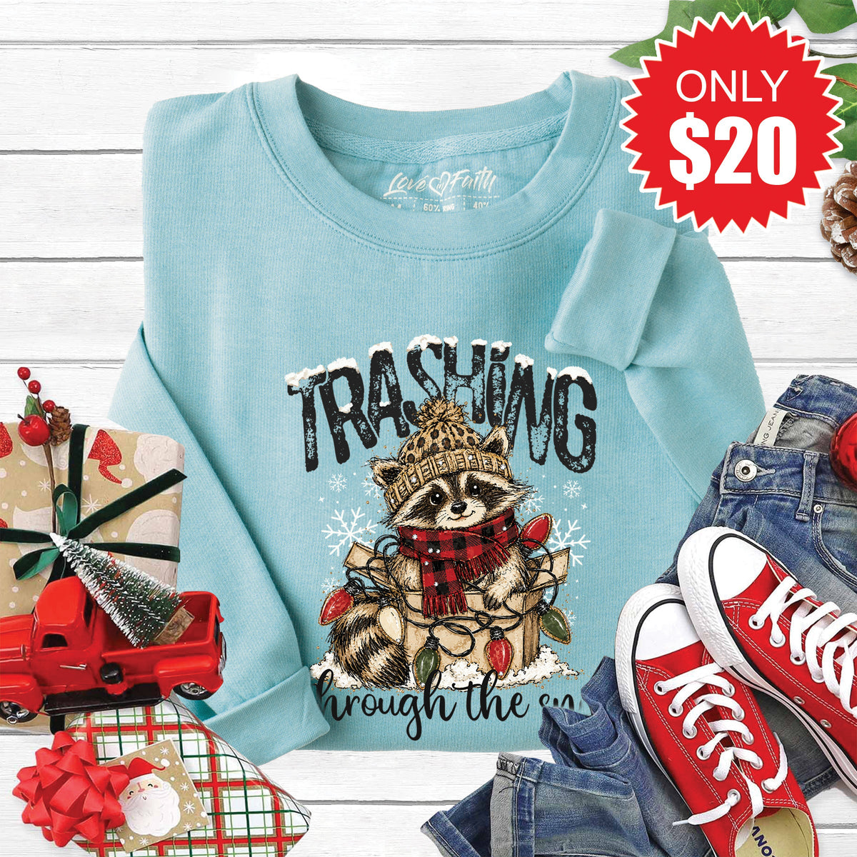 Trashing Through the Snow Sweatshirt - Heather Lagoon - 20 product image 1