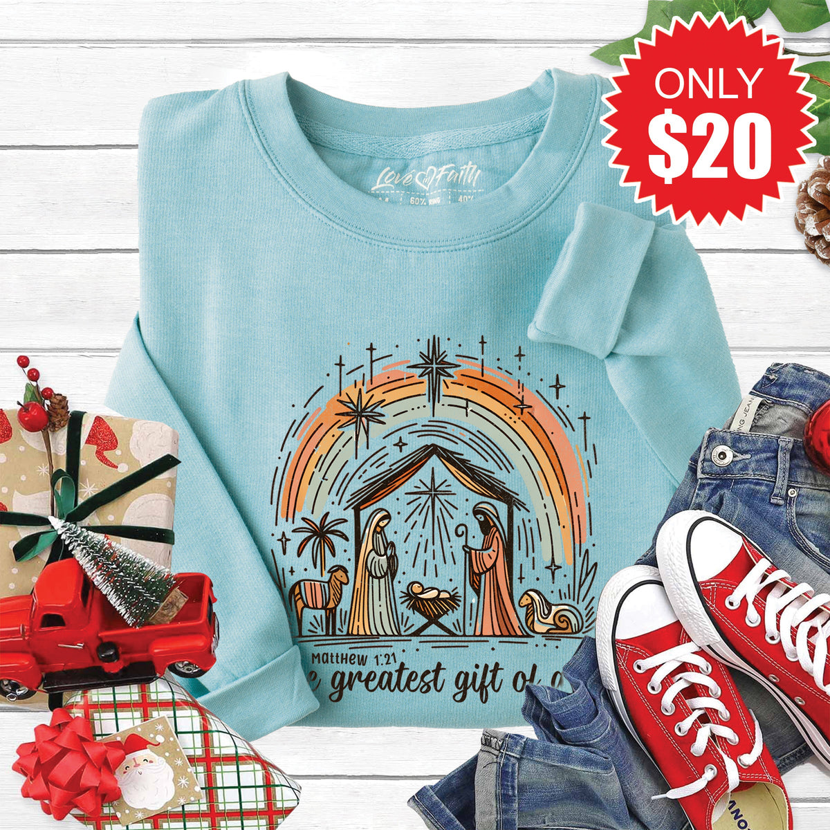 Greatest Gift Sweatshirt - Heather Lagoon - 20 product image 1