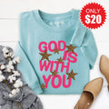 God Is With You Sweatshirt - Heather Lagoon - 20 product image 1