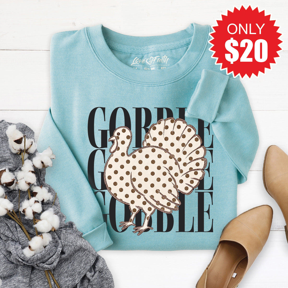 Gobble Sweatshirt - Heather Lagoon - 20 product image 1