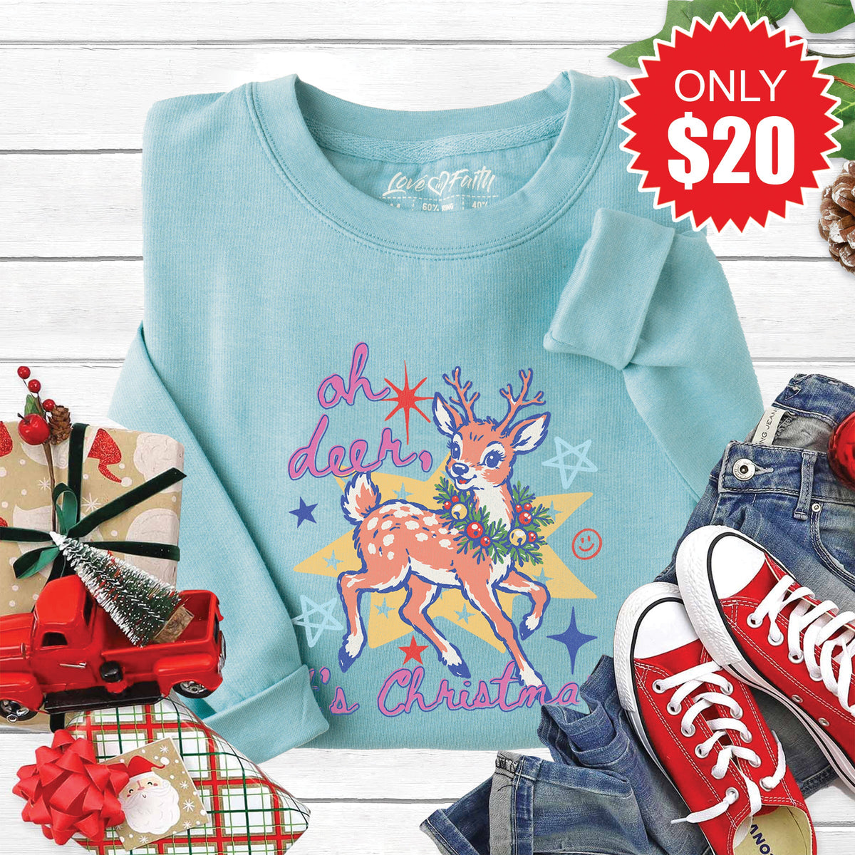 Deer, Its Christmas Sweatshirt - Heather Lagoon - 20 product image 1