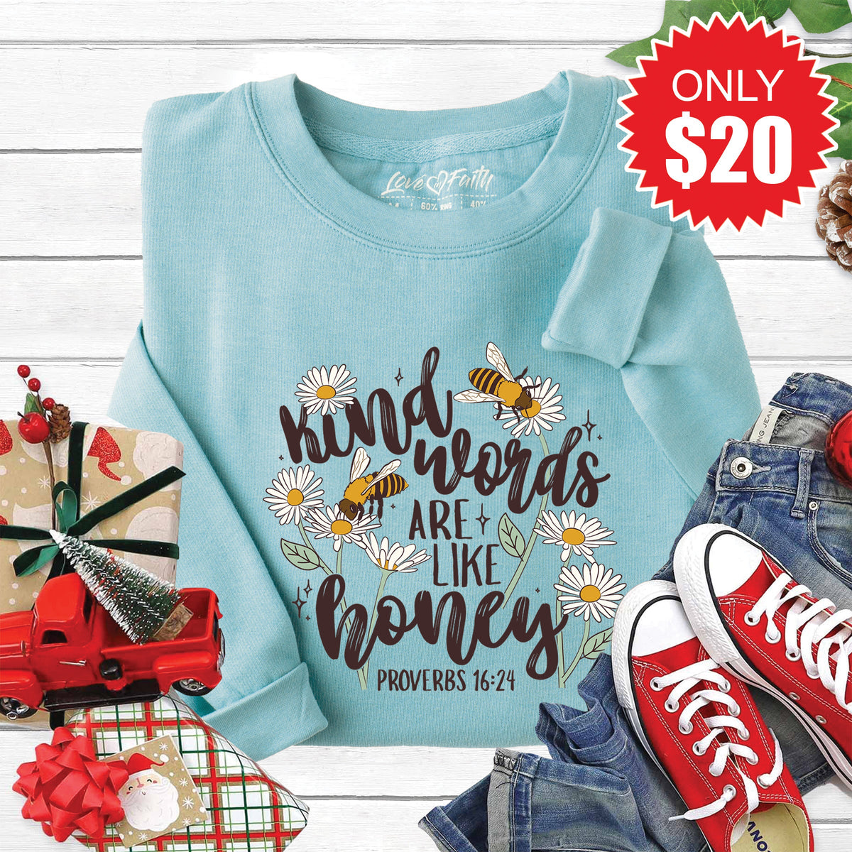 Kind Words Sweatshirt - Heather Lagoon - 20 product image 1
