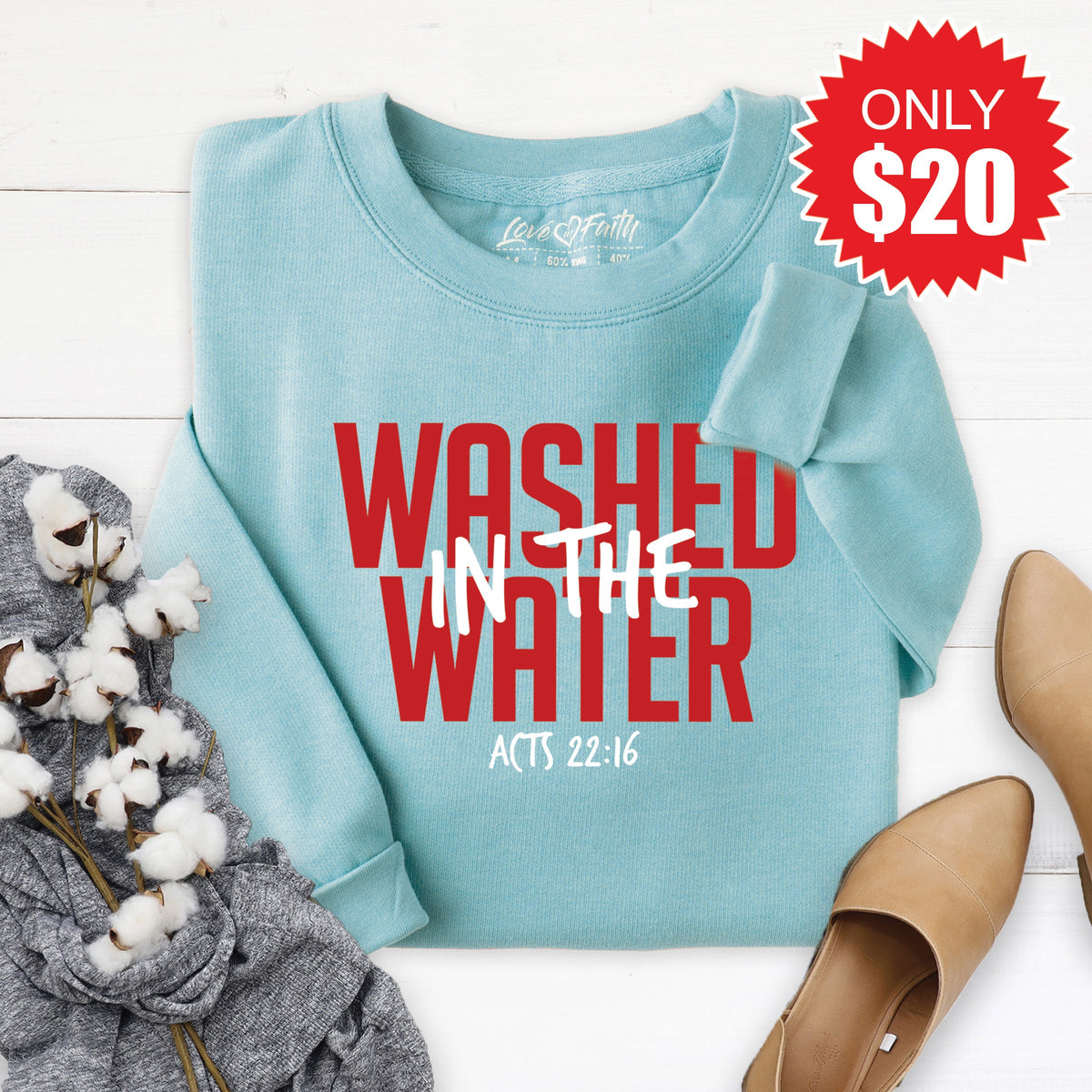 Washed In The Water Sweatshirt - Heather Lagoon - 20 product image 1