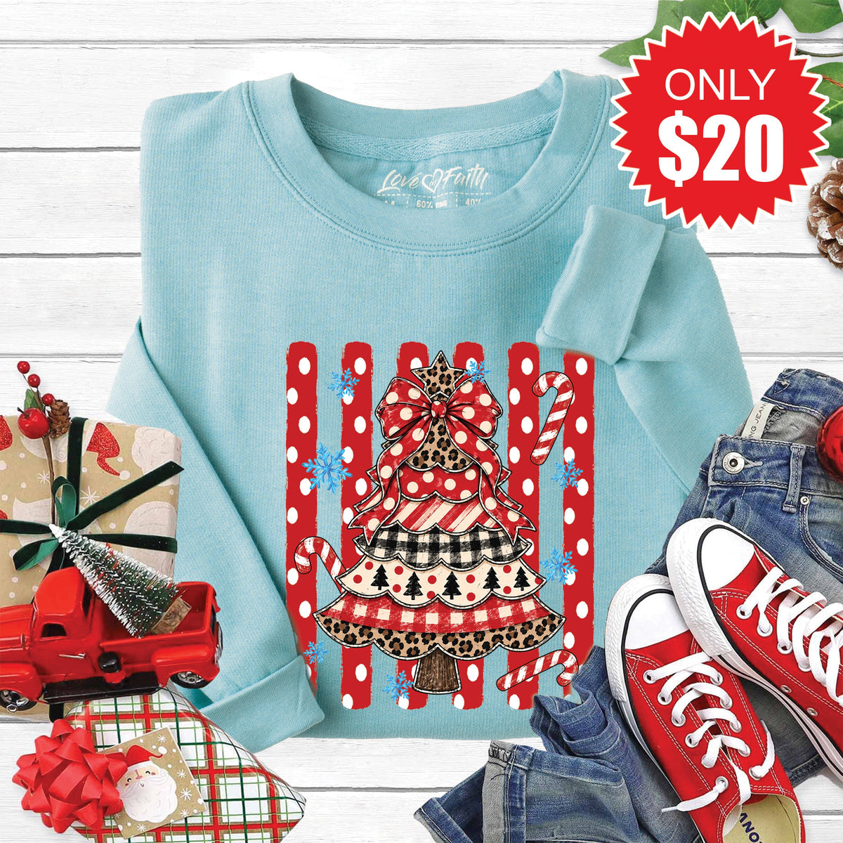 Christmas Tree Sweatshirt - Heather Lagoon - 20 product image 1