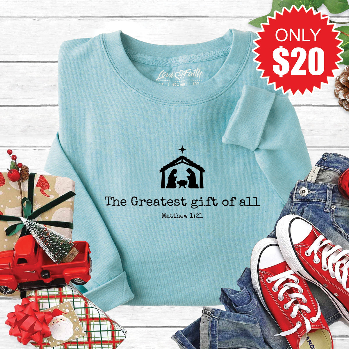 Greatest Gift Sweatshirt - Heather Lagoon - 20 product image 1