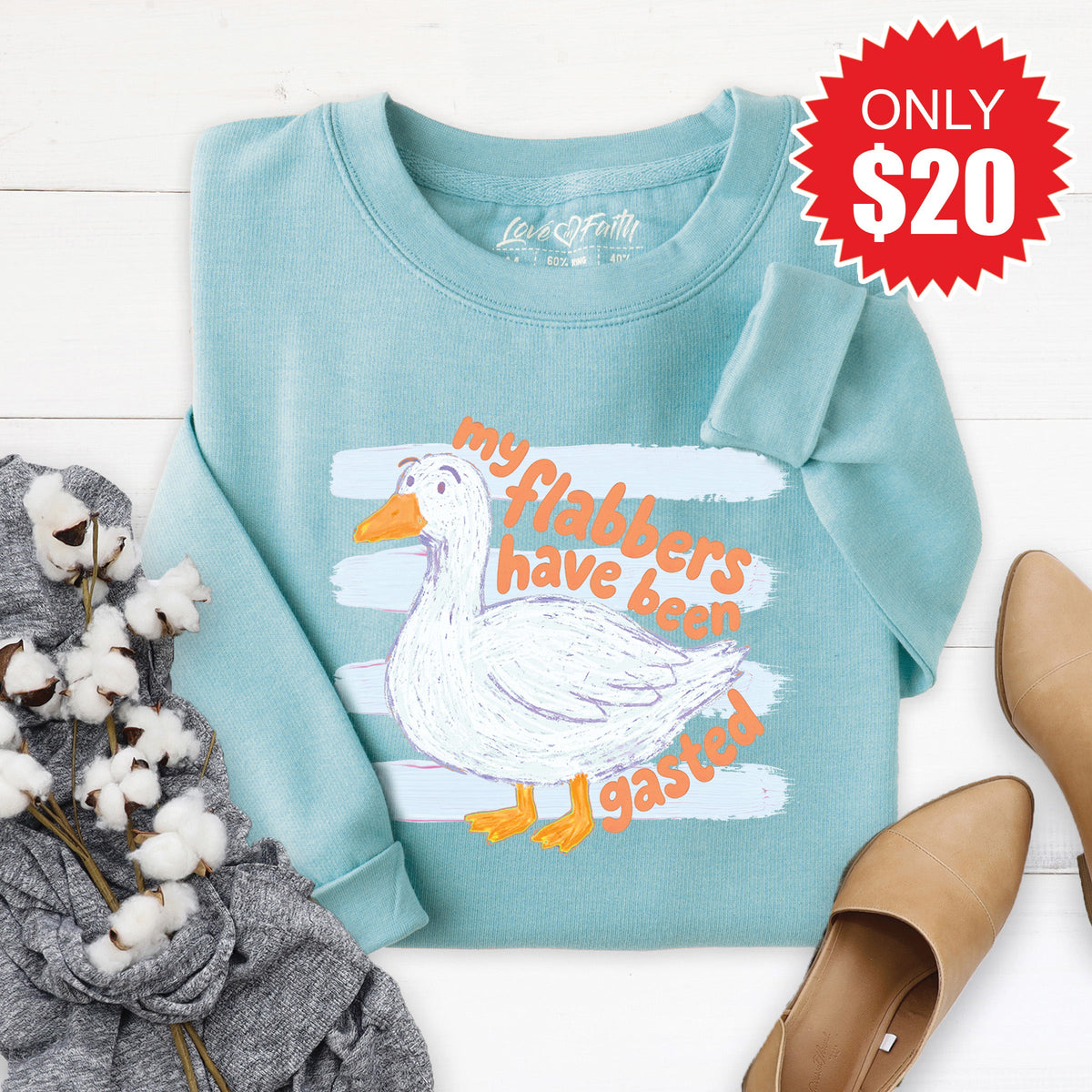 Flabbers Have Been Gasted Sweatshirt - Heather Lagoon - 20 product image 1