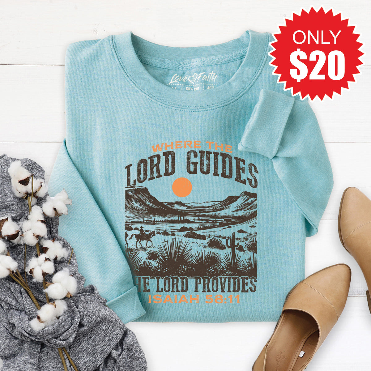 Where The Lord Guides Sweatshirt - Heather Lagoon - 20 product image 1