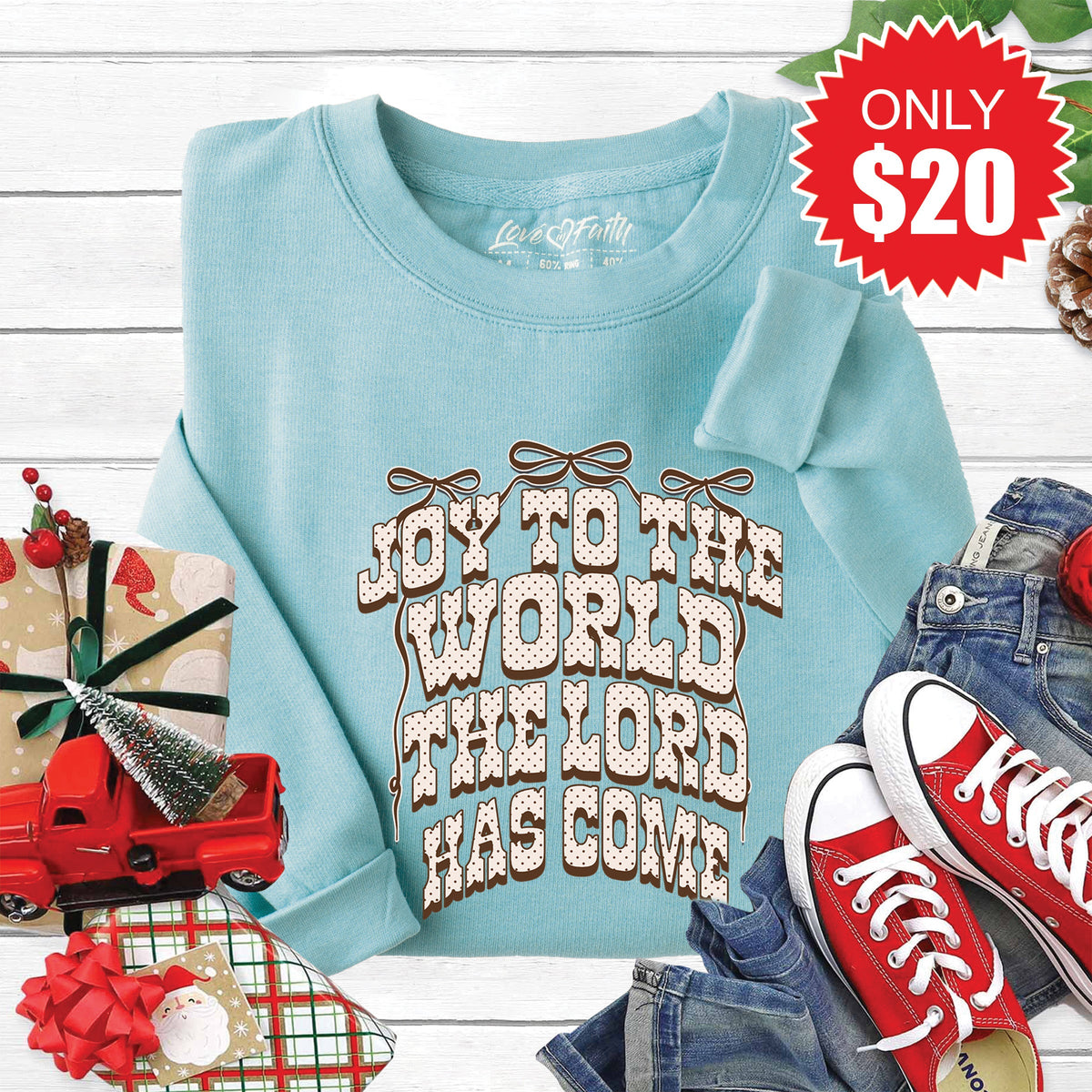 Joy To The World Sweatshirt - Heather Lagoon - 20 product image 1
