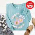 I'm Just Grateful Sweatshirt - Heather Lagoon - 20 product image 1