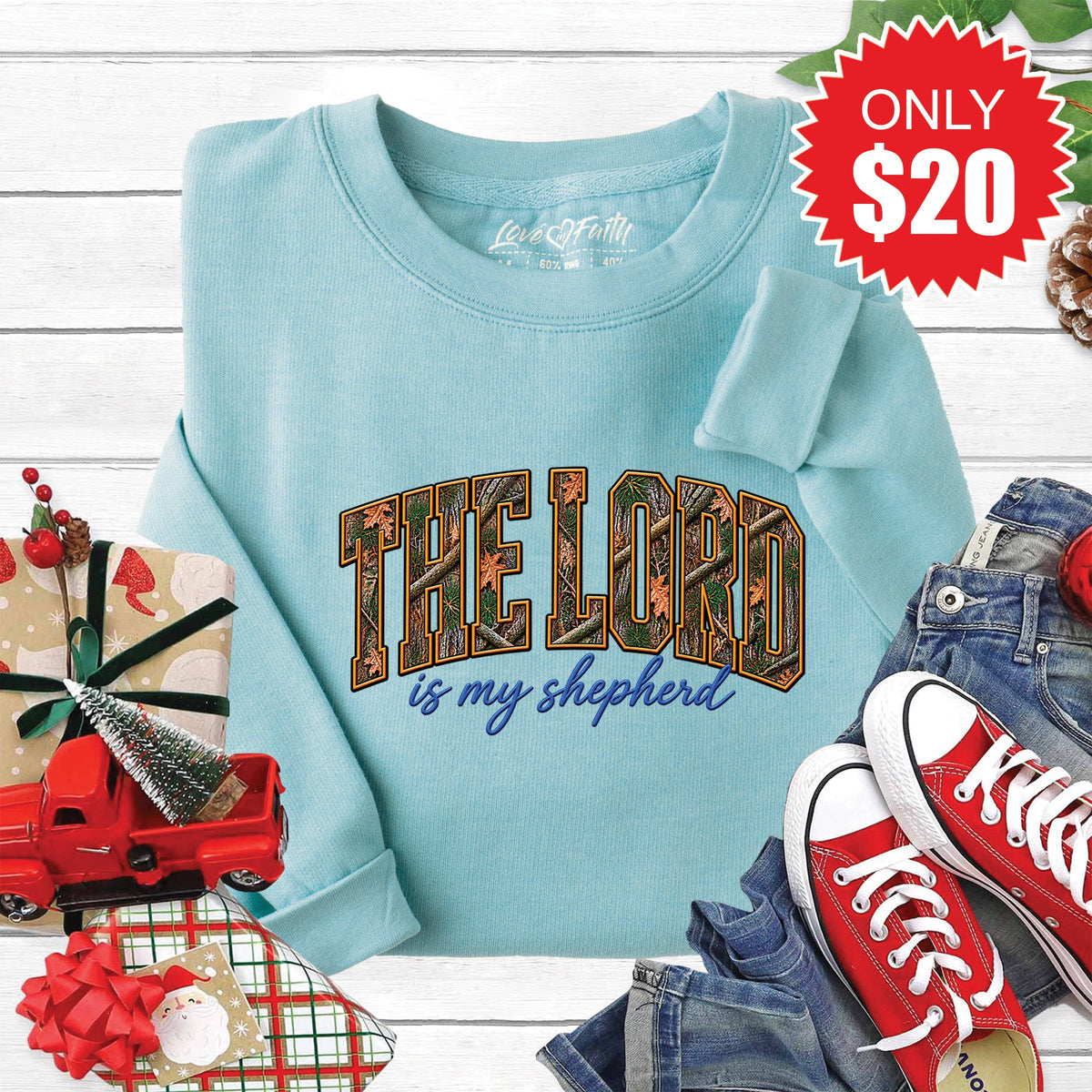 The Lord Is My Shepherd Sweatshirt - Heather Lagoon - 20 product image 1