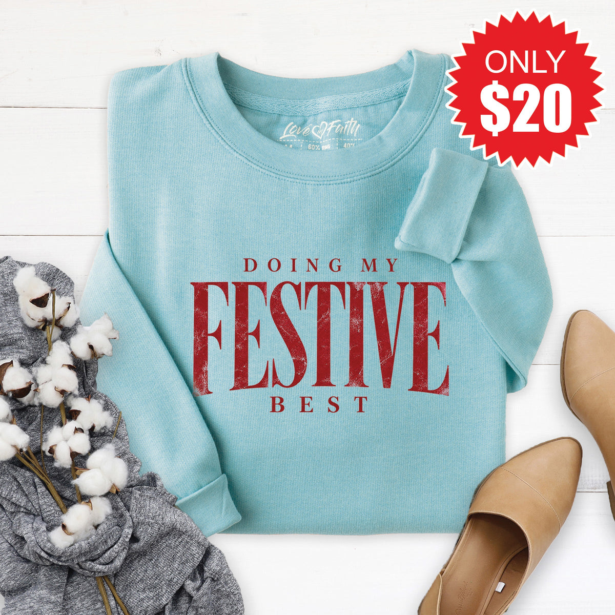 Festive Best Sweatshirt - Heather Lagoon - 20 product image 1