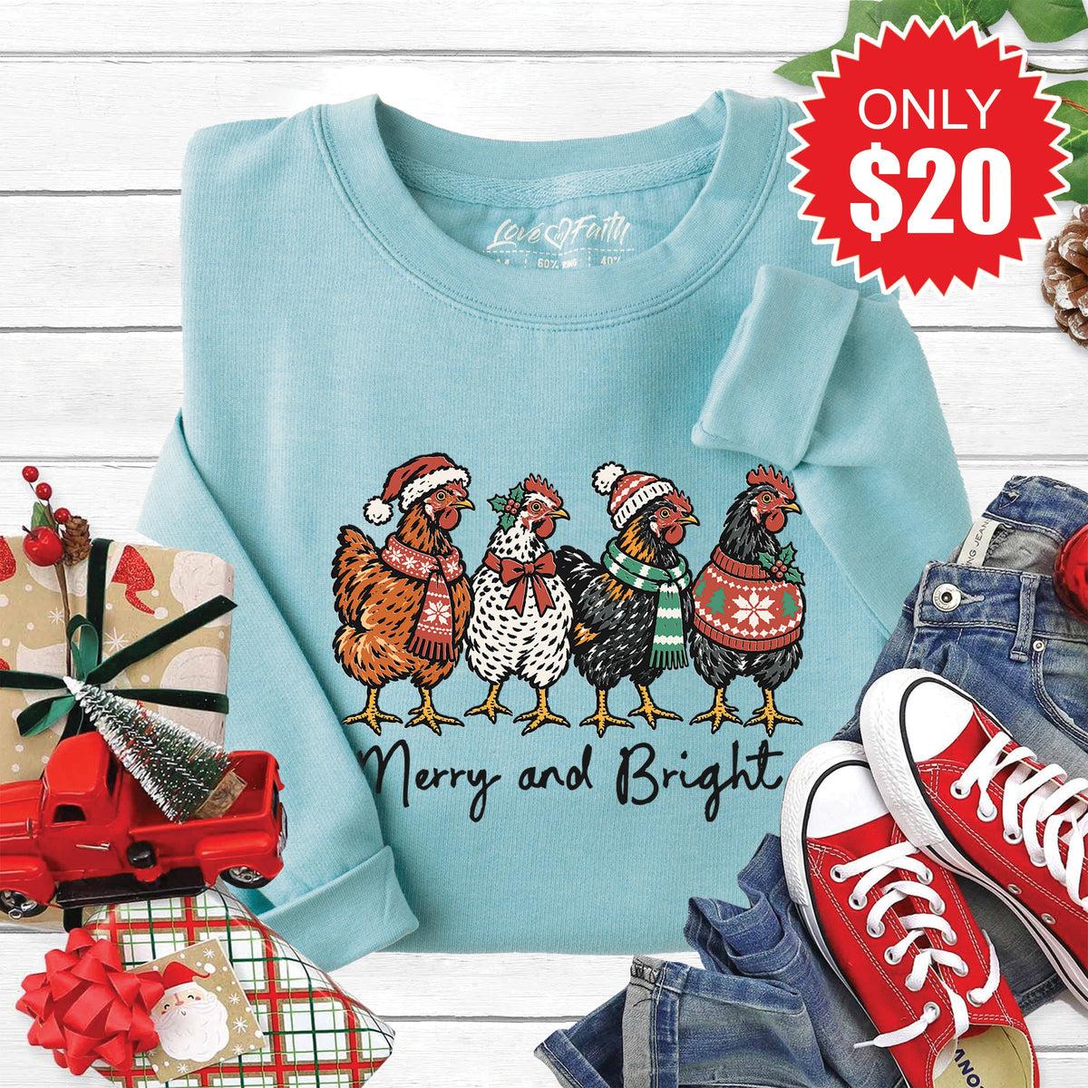 Merry and Bright Sweatshirt - Heather Lagoon - 20 product image 1