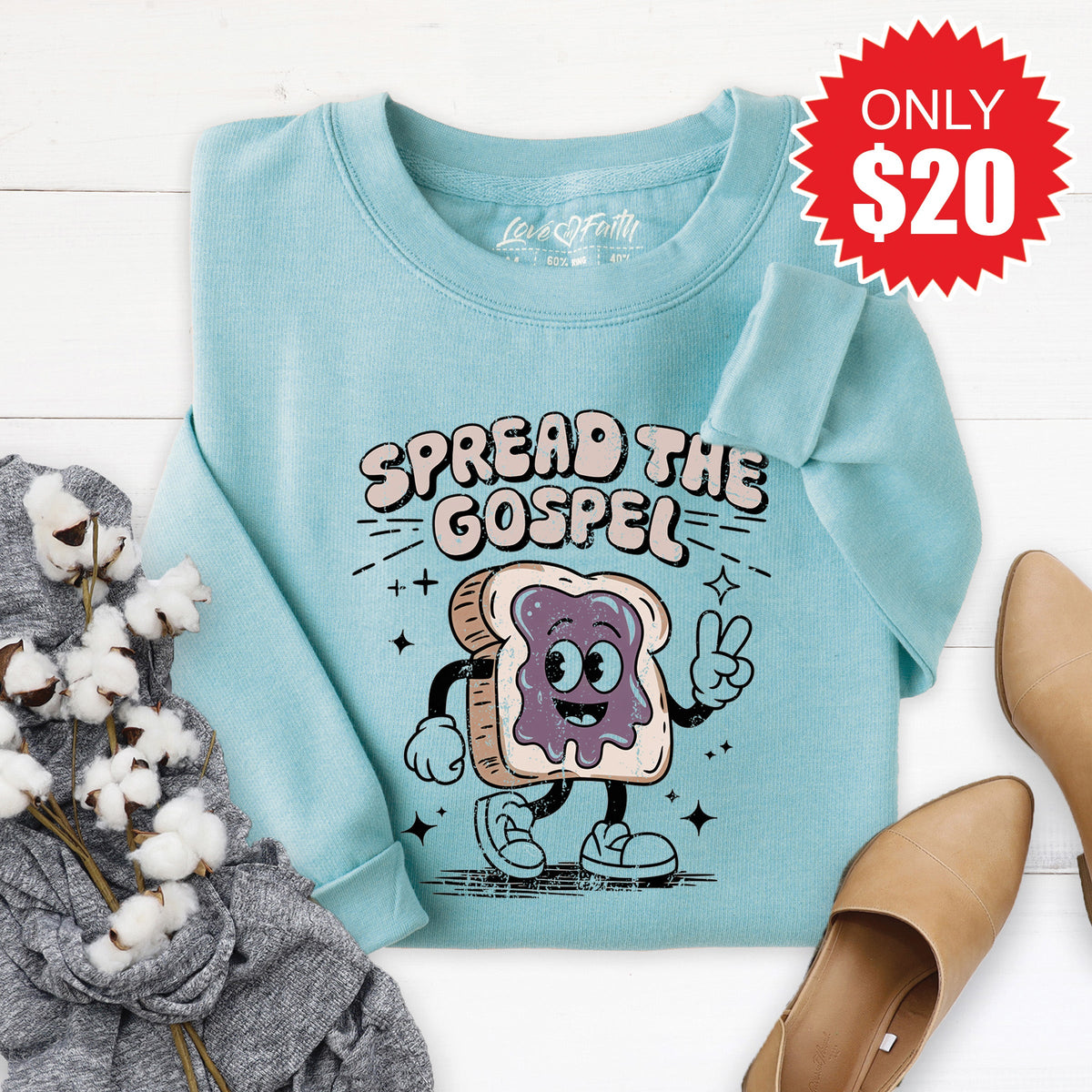 Spread The Gospel Sweatshirt - Heather Lagoon - 20 product image 1