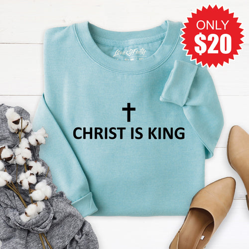 Christ Is King Sweatshirt - Heather Lagoon - 20 product image 1