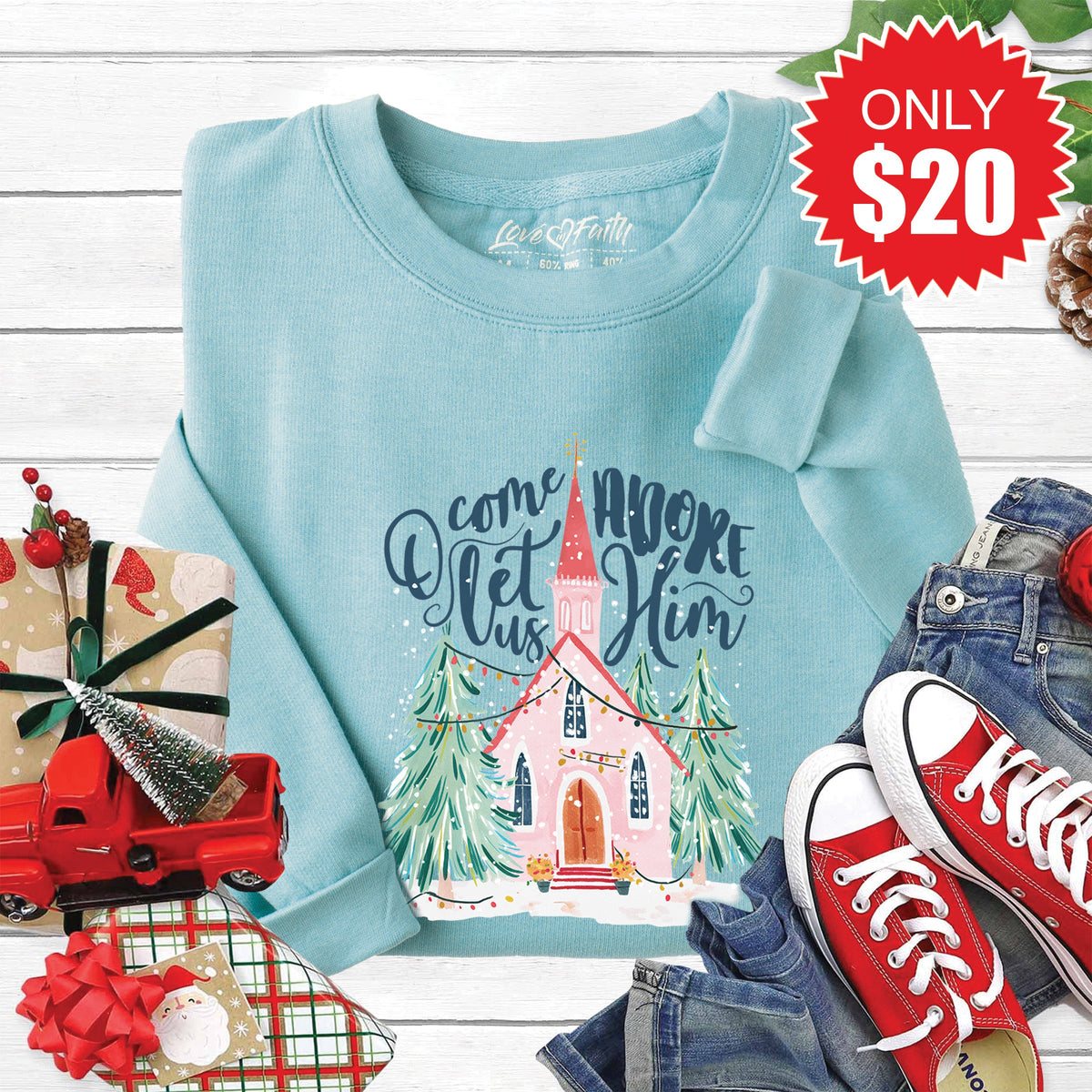 O Come Church Sweatshirt - Heather Lagoon - 20 product image 1