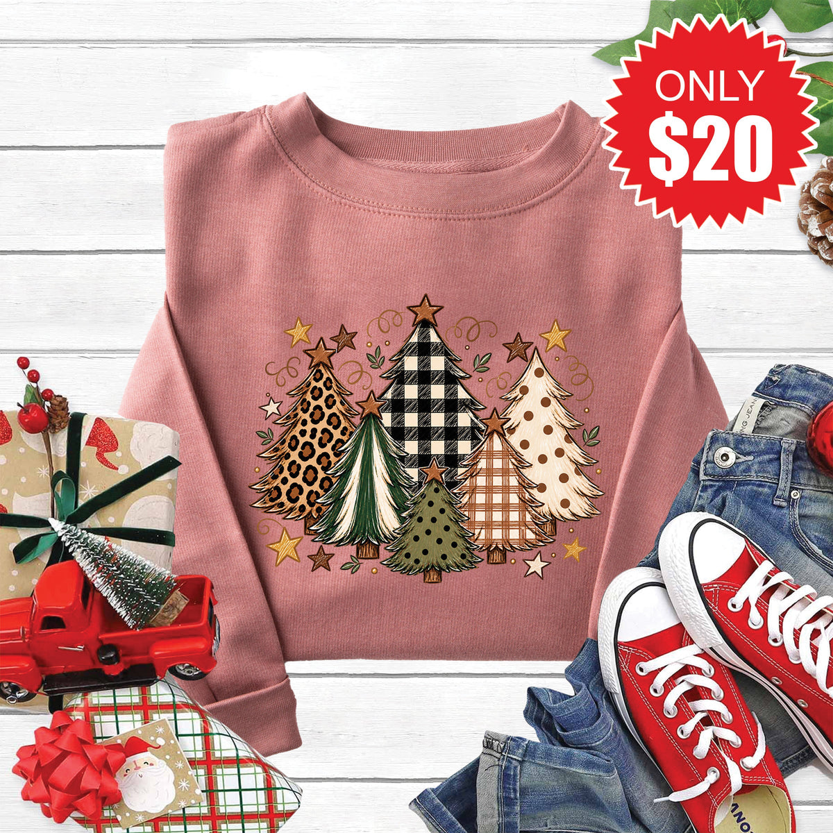 Christmas Trees Sweatshirt - Heather Mauve - 20 product image 1