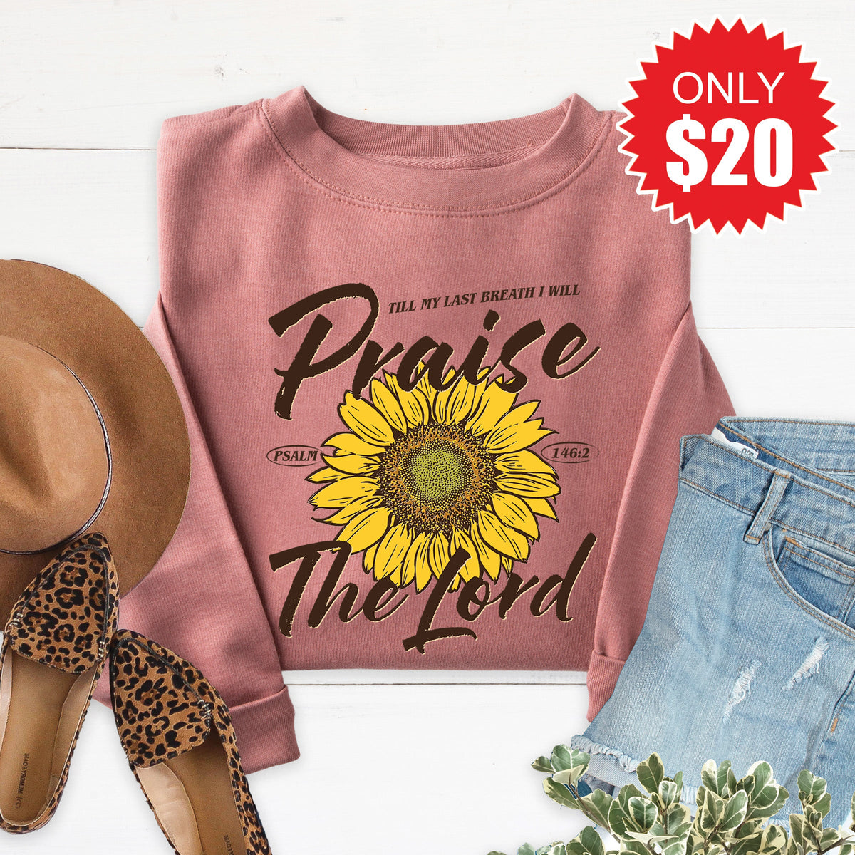 Praise The Lord Sweatshirt - Heather Mauve - 20 product image 1