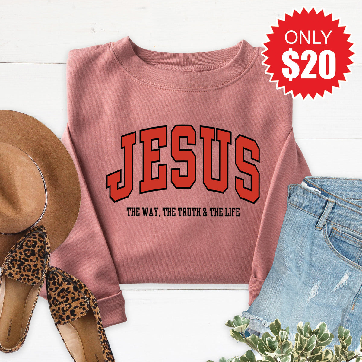 Jesus Varsity Sweatshirt - Heather Mauve - 20 product image 1