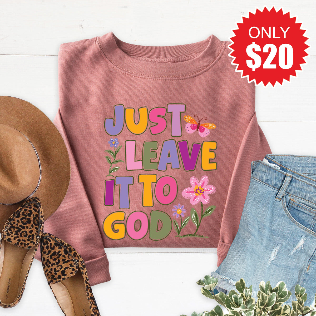 Leave It To God Sweatshirt - Heather Mauve - 20 product image 1