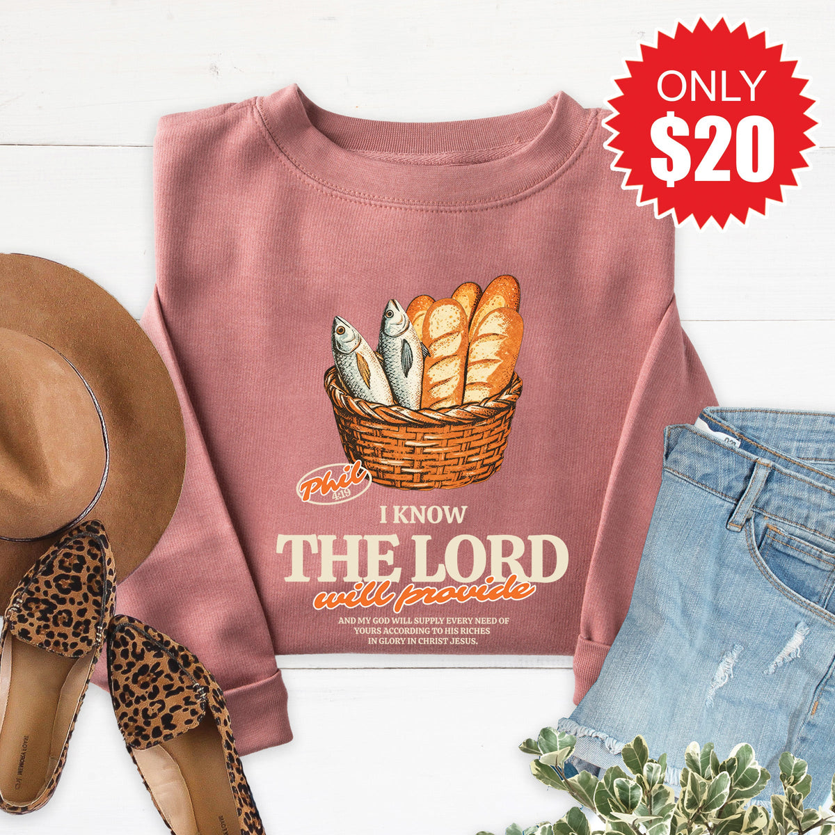 The Lord Will Provide Sweatshirt - Heather Mauve - 20 product image 1