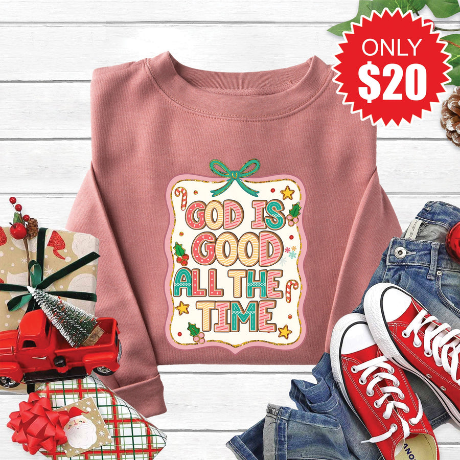 God Is Good Sweatshirt - Heather Mauve - 20 product image 1