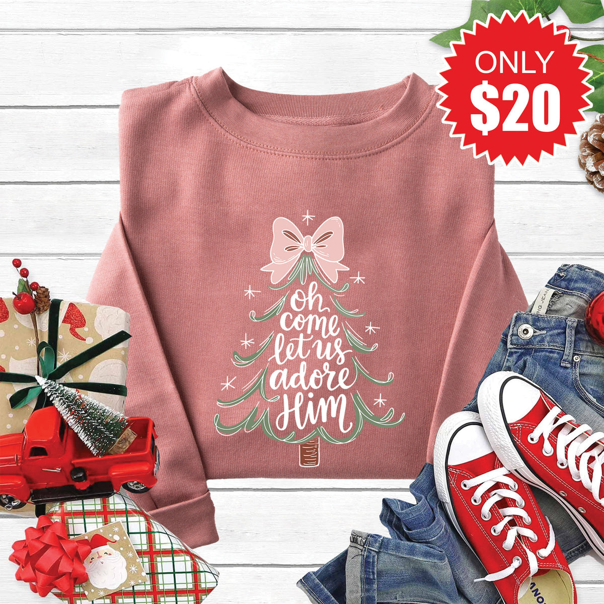 Let Us Adore Him Sweatshirt - Heather Mauve - 20 product image 1