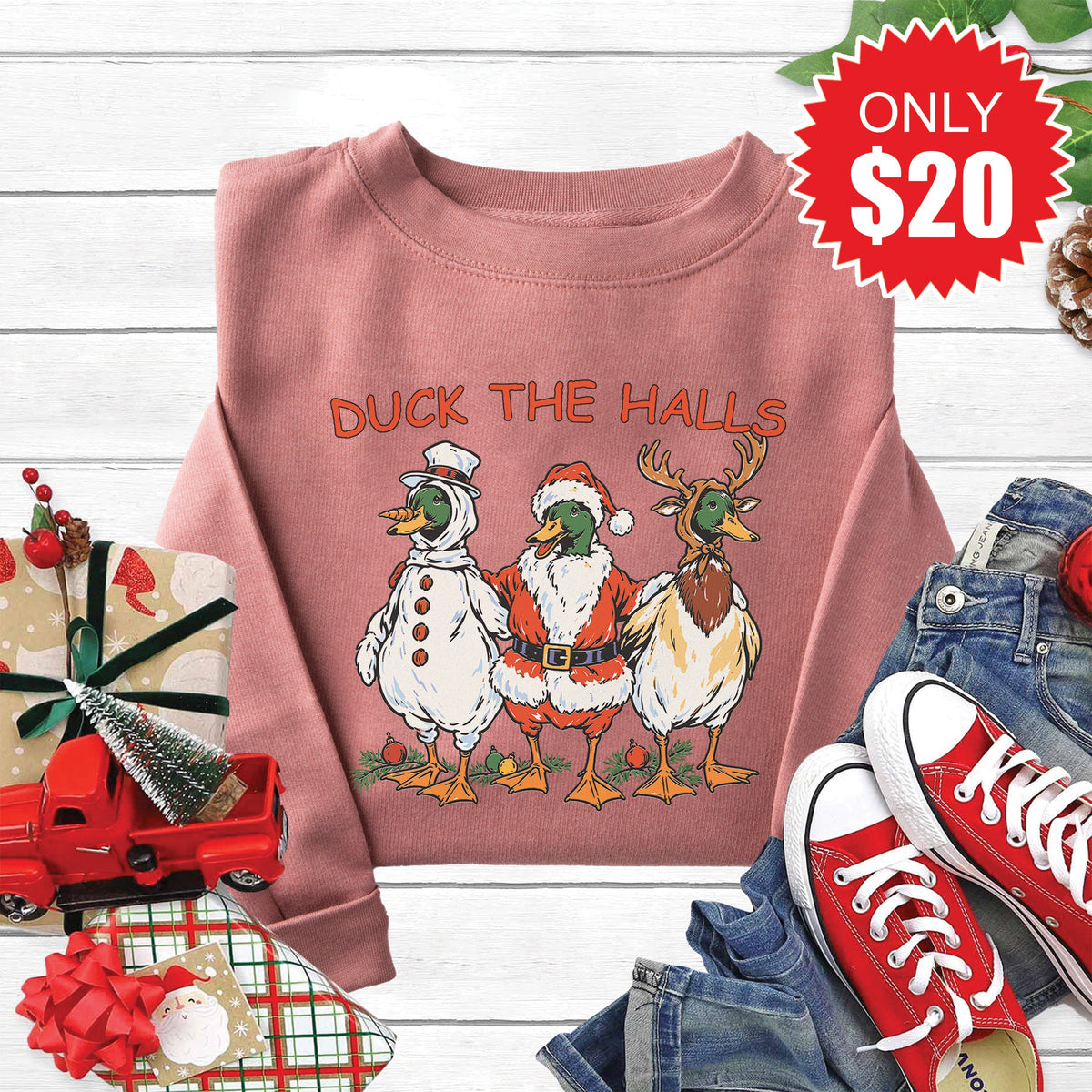 Duck The Halls Sweatshirt - Heather Mauve - 20 product image 1