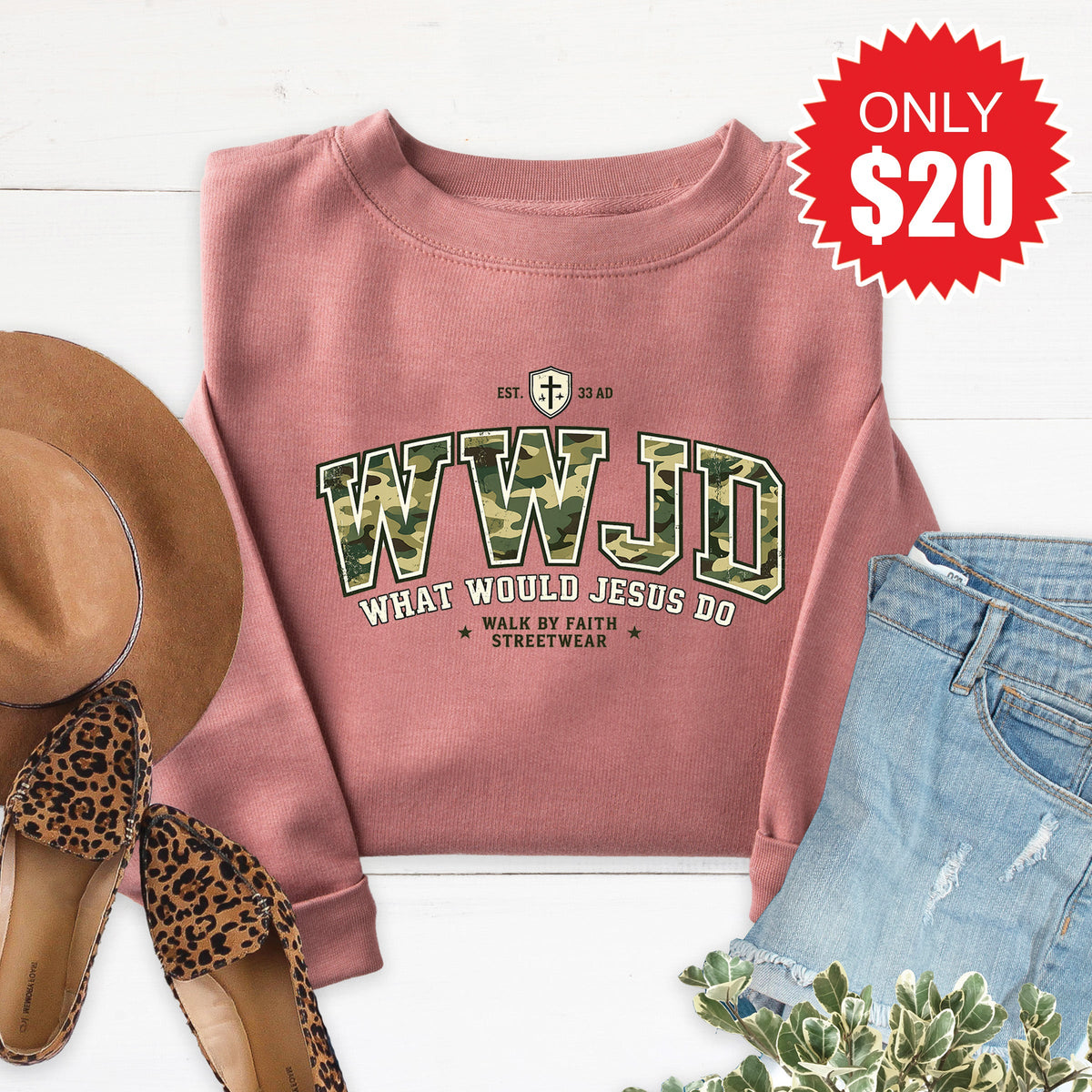 WWJD Sweatshirt - Heather Mauve - 20 product image 1