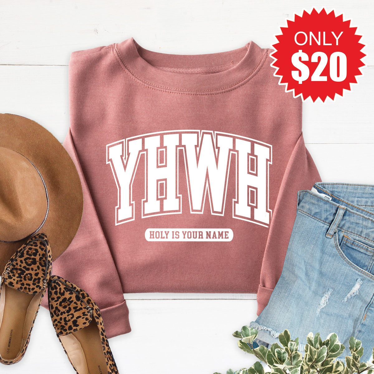 YHWH Sweatshirt - Heather Mauve - 20 product image 1