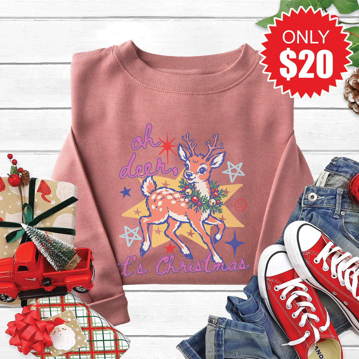 Deer, Its Christmas Sweatshirt - Heather Mauve - 20 product image 1