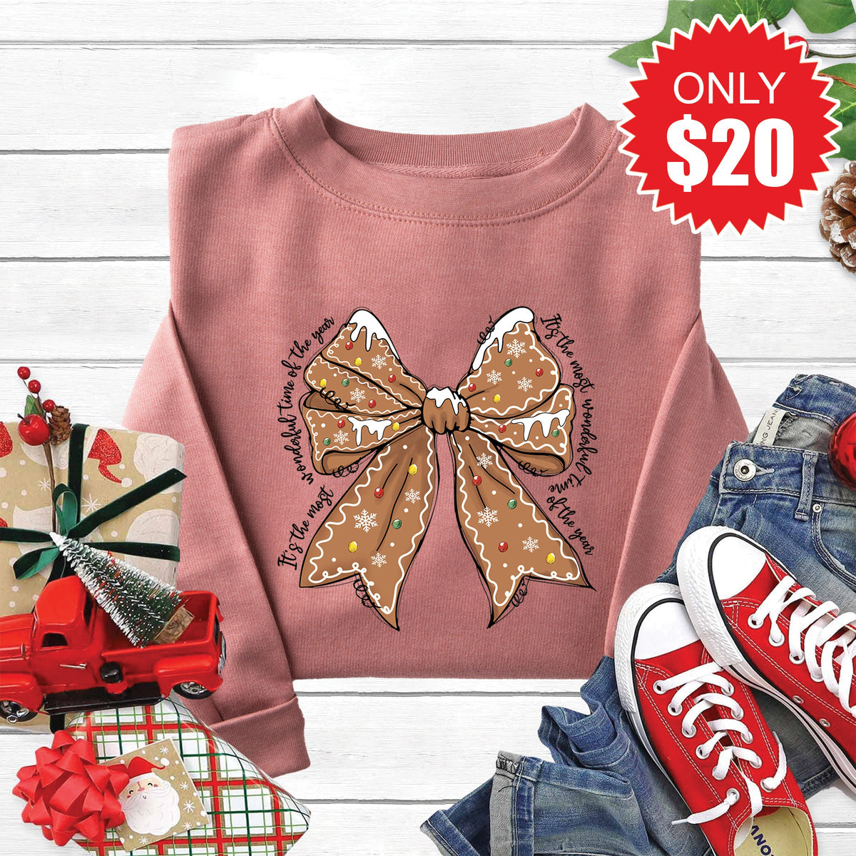 Gingerbread Bow Sweatshirt - Heather Mauve - 20 product image 1