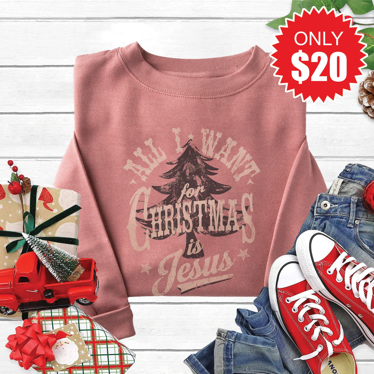 All I Want For Christmas Sweatshirt - Heather Mauve - 20 product image 1
