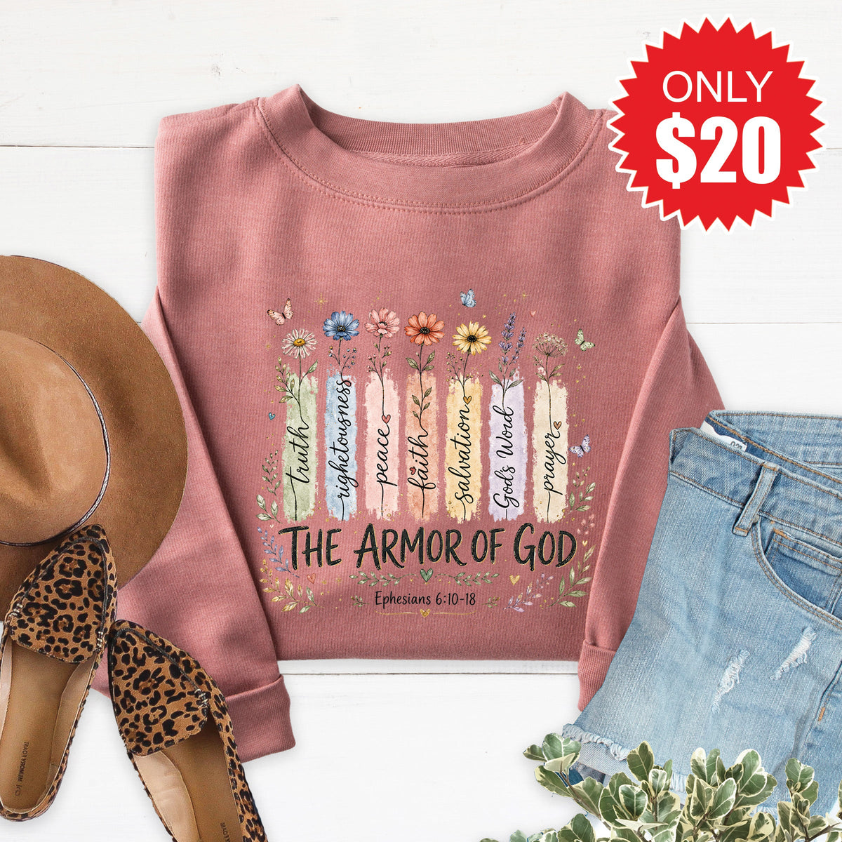 The Armor Of God Sweatshirt - Heather Mauve - 20 product image 1