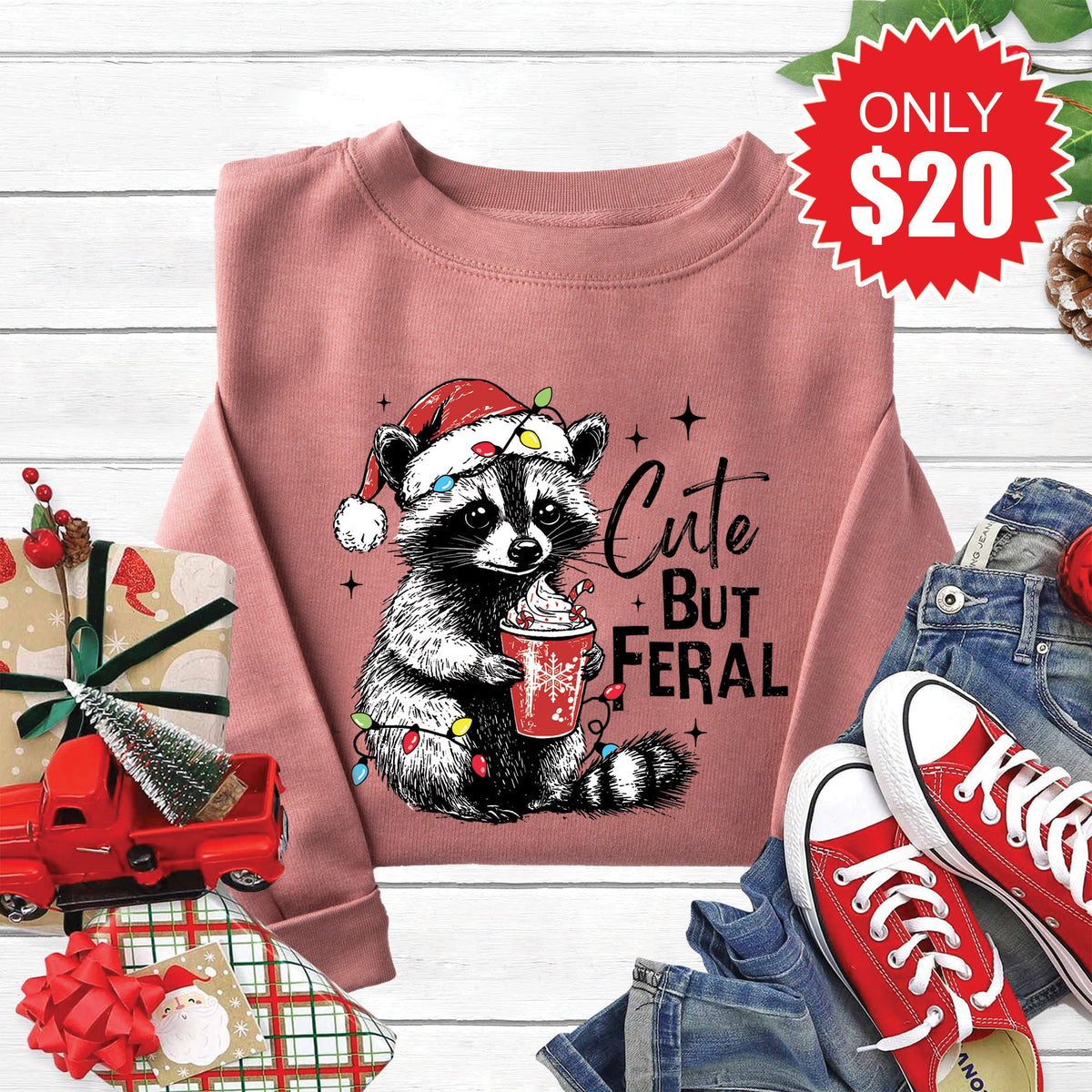 Cute But Feral Sweatshirt - Heather Mauve - 20 product image 1