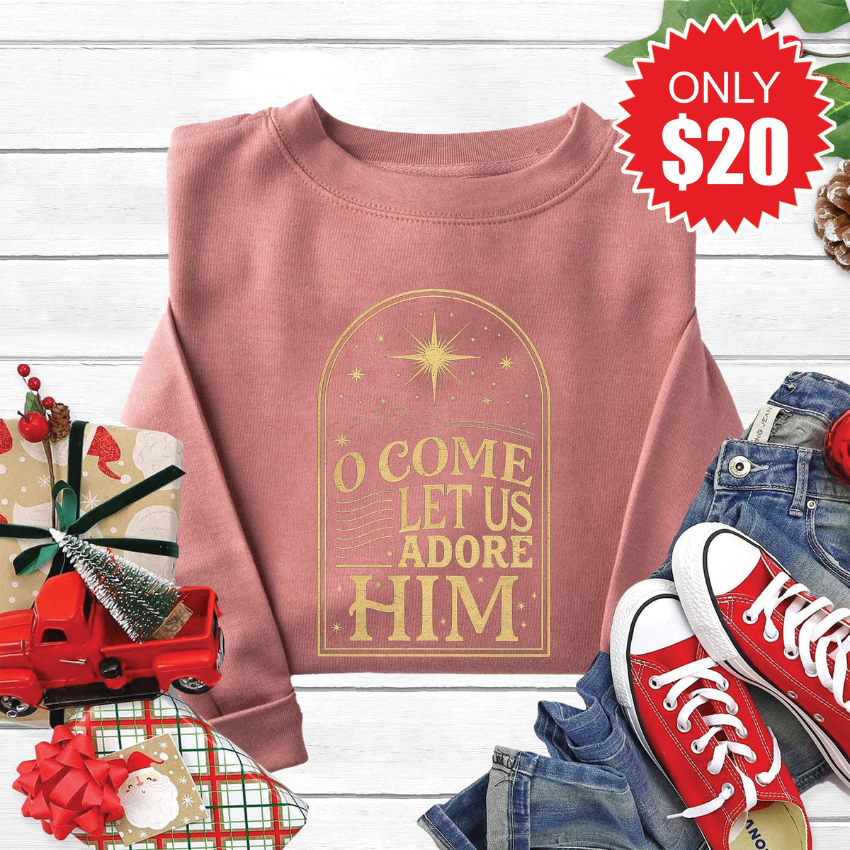 Let Us Adore Him Sweatshirt - Heather Mauve - 20 product image 1