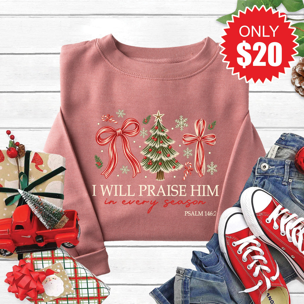 I Will Praise Him Sweatshirt - Heather Mauve - 20 product image 1