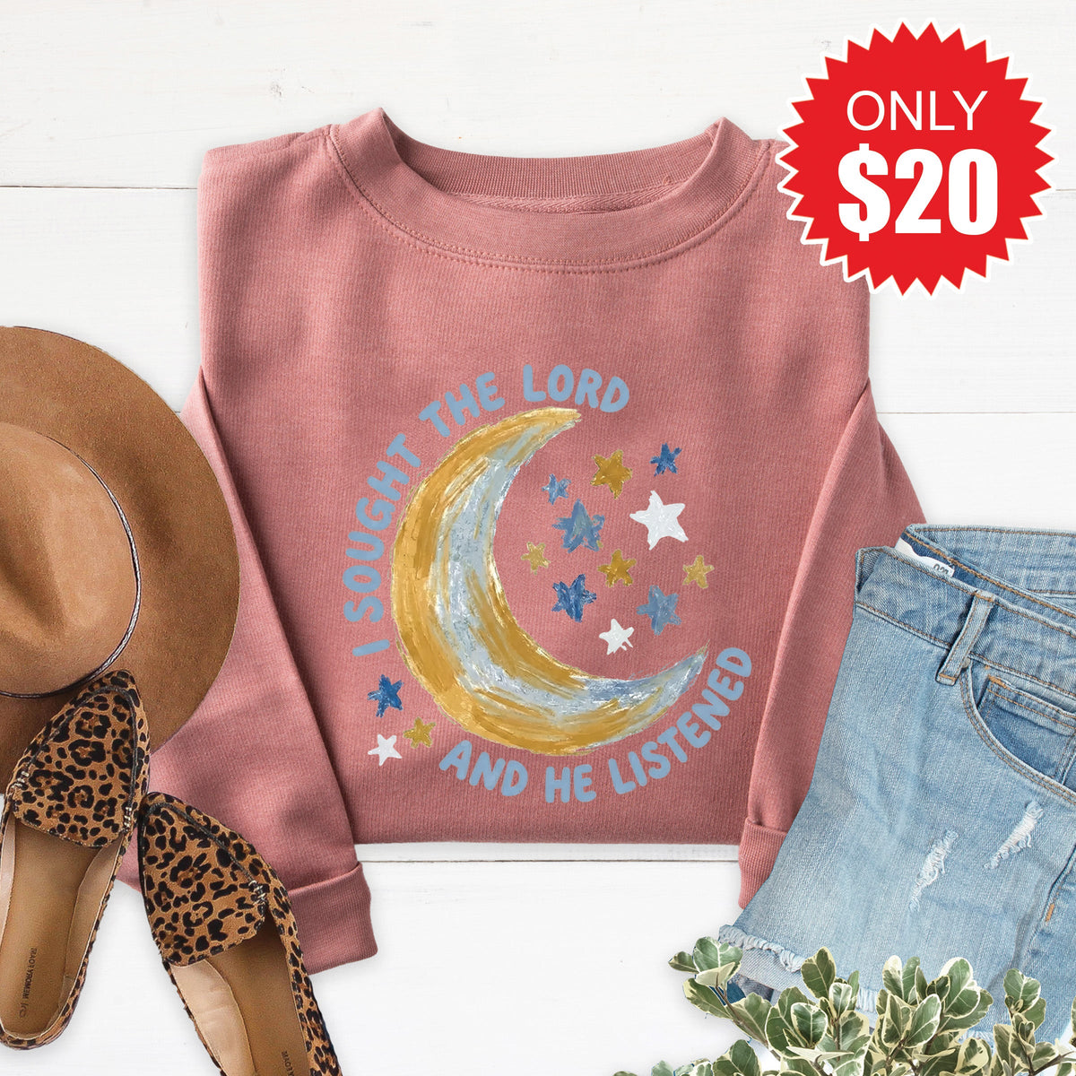 I Sought The Lord Sweatshirt - Heather Mauve - 20 product image 1