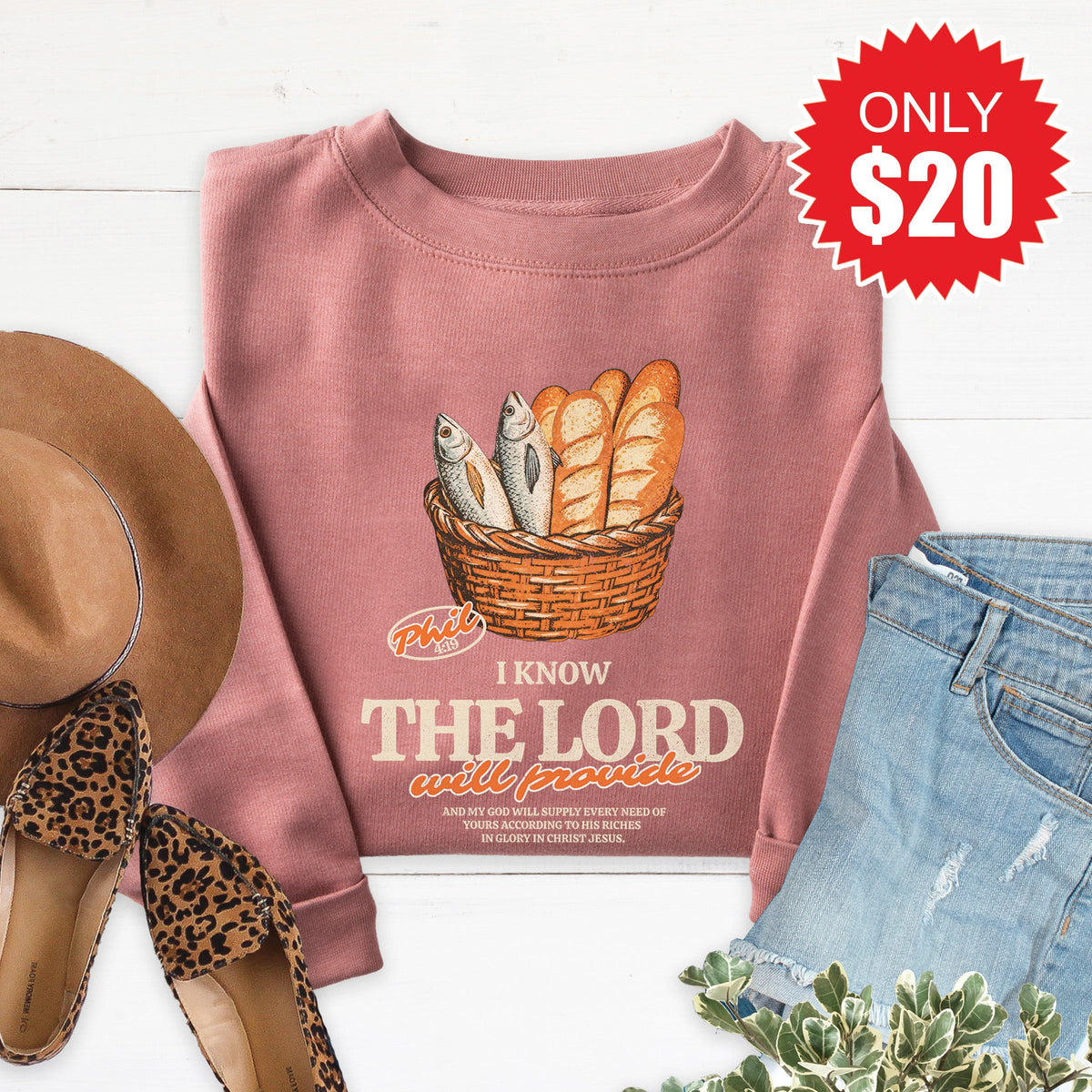 The Lord Will Provide Sweatshirt - Heather Mauve - 20 product image 1