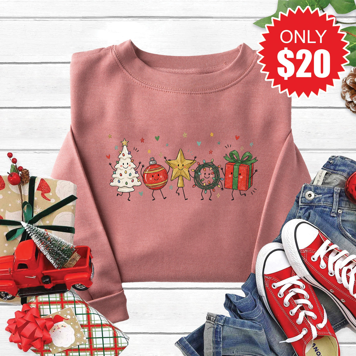 Christmas Decor Sweatshirt - Heather Mauve - 20 product image 1