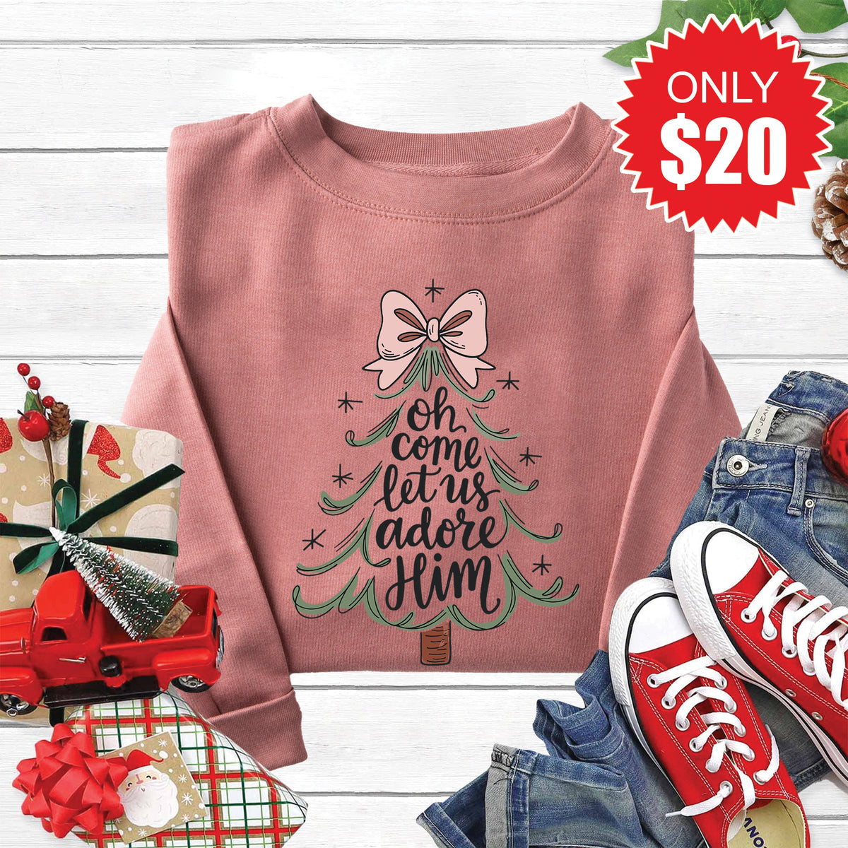 Let Us Adore Him Sweatshirt - Heather Mauve - 20 product image 1