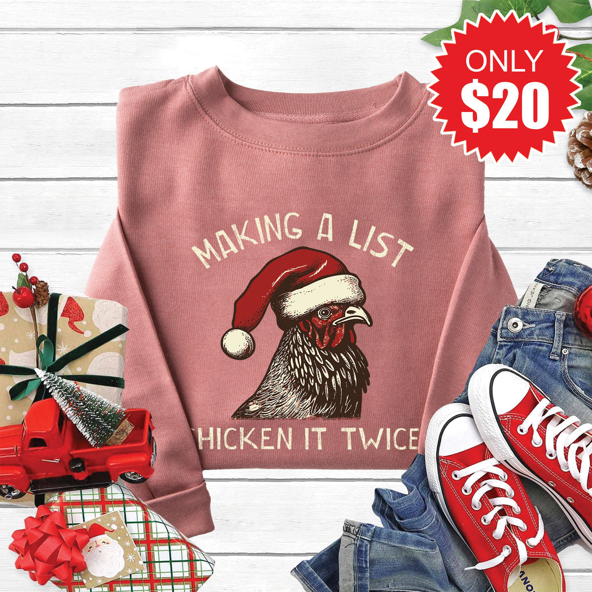 Chicken It Twice Sweatshirt - Heather Mauve - 20 product image 1