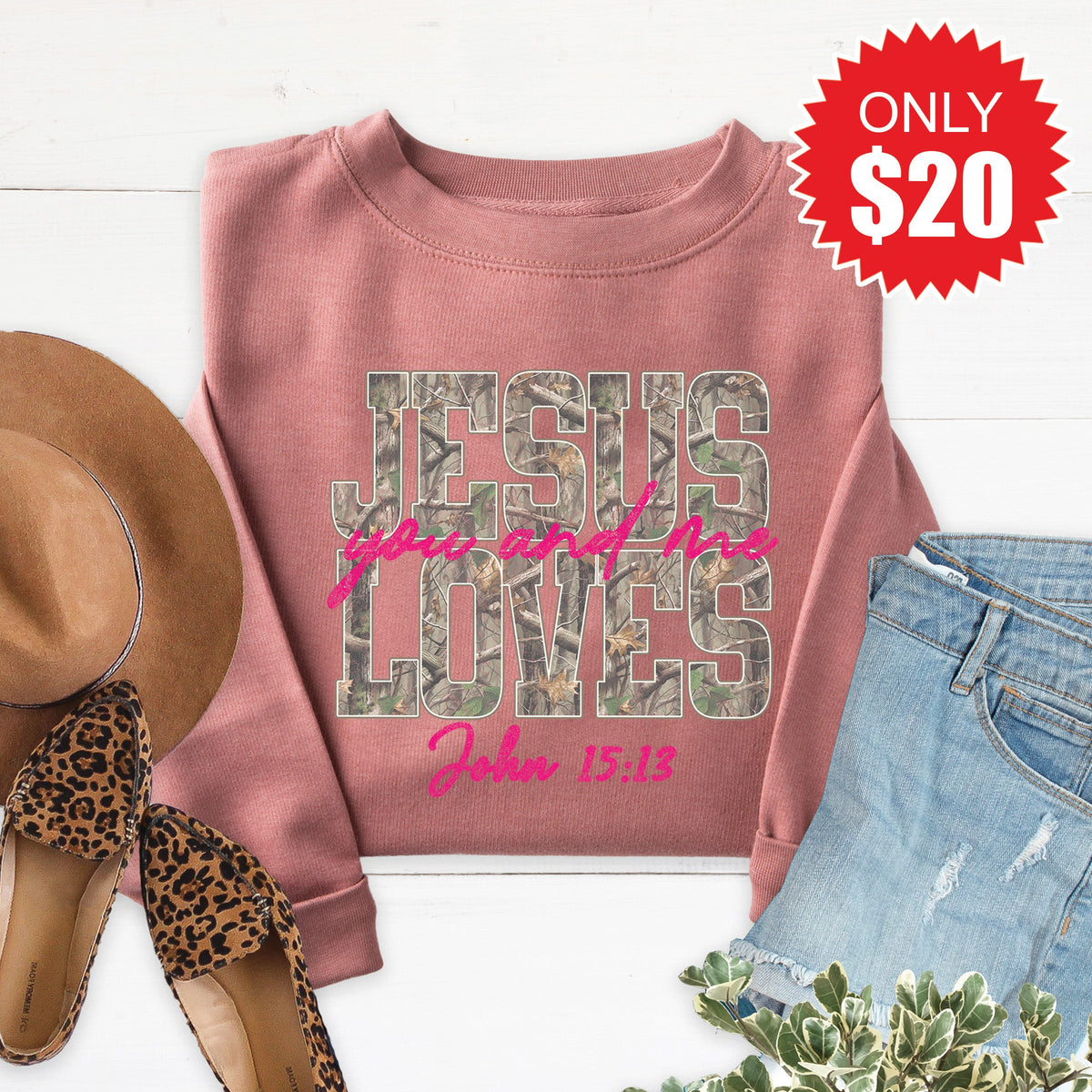 Jesus Loves You and Me Sweatshirt - Heather Mauve - 20 product image 1