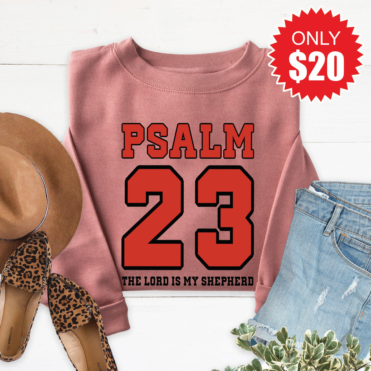 Psalm 23 Sweatshirt - Heather Mauve - 20 product image 1
